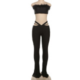 Sexy Wrap Chest Tops And Pants Suit GZJQ-R24S57228