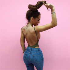 Backless Solid Color Sling Bodysuit GZJQ-P1720212