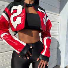 Letter Print Long Sleeve Zipper Coats GZJQ-K23C37660