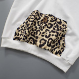 Leopard Print Patchwork Loose Hooded Sweashirt MXBF-F24TP161