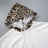 Leopard Print Patchwork Loose Hooded Sweashirt MXBF-F24TP161