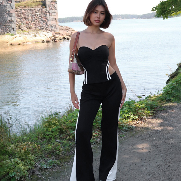 Color Block Patchwork Flare Pants MXBF-G24PT164