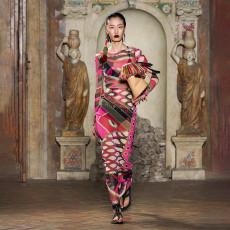 Print See Through Slim Maxi Dress GZJQ-K24D53644