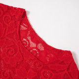 Lace Hollow Out See Through Bodysuit Pants Suit MXBF-K23ST370