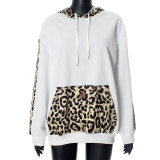 Leopard Print Patchwork Loose Hooded Sweashirt MXBF-F24TP161