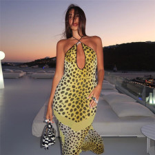 Halterneck Hollow Out Backless Midi Dress GZJQ-K24D42930