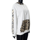 Leopard Print Patchwork Loose Hooded Sweashirt MXBF-F24TP161