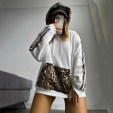 Leopard Print Patchwork Loose Hooded Sweashirt MXBF-F24TP161