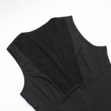 V Neck Sleeveless Lace Flare Jumpsuit FL-CF24422MHO