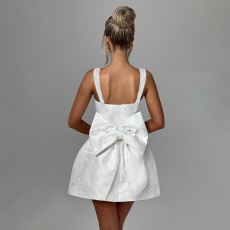 Sleeveless Print Bow Tie Mini Dress FL-YL24593MHO