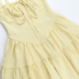 Solid Color Tie Up Sleeveless Mini Dress FL-YJ24660MHO