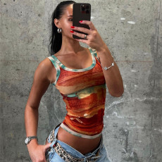 Sexy Print Sling Crop Tops GZJQ-K24L47278