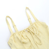 Solid Color Tie Up Sleeveless Mini Dress FL-YJ24660MHO