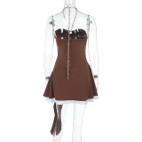Sexy Solid Color Halterneck Mini Dress FL-XY24663PFO