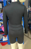Solid Color Sport Long Sleeve Two Piece Short Set XMCS-CS2024625397