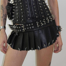Sexy Metal Ring Mini Leather Skirt GNWQ-NWWJD08799