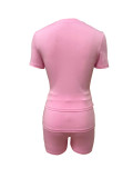 Solid Color Short Sleeve T Shirt Shorts Suit LSD-2367
