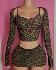 Pre Order: About 7 work days shipping Sexy Leopard Printed Top Half Skirt Suit YUEM-2025601