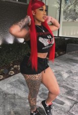 Print Sleeveless Tank Tops Shorts 2 Piece Set GFCF-1246