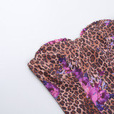 Leopard Print Warp Chest Tops And Skirts 2 Piece Set FL-ZX24430PFO