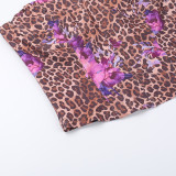 Leopard Print Warp Chest Tops And Skirts 2 Piece Set FL-ZX24430PFO