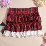 Cutout Strappy Backless Top Ruffle Skirt Plaid Set GNZD-51579SBD