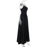 Deep V Neck Backless Maxi Dress FL-YJ24667PFO