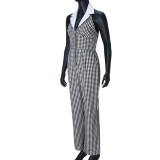 Plaid Print Sleeveless Backless Jumpsuit GNZD-51580JHD