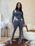 Contrast Color Long Sleeve Pants 2 Piece Set GBGF-5063