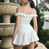 Solid Color Off Shoulder Solid Mini Dress FL-XY24659PFO