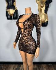 Pre Order: About 7 work days shipping Sexy Lace See Through Mini Dress YUEM-2025503