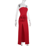 Big Floral Tube Tops Fashion Split Maxi Dress FL-XY24608PFO
