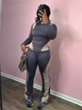 Contrast Color Long Sleeve Pants 2 Piece Set GBGF-5063