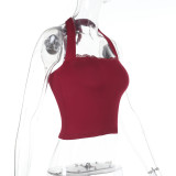 Solid Color Lace Halterneck Tops FL-JY24674PFO
