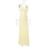 Sexy Ruffle Lace-Up Slim Maxi Dress FL-YJ24657P