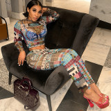 Fashion Print Long Sleeve Pants 2 Piece Set GZJQ-K24S56918