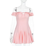 Solid Color Off Shoulder Solid Mini Dress FL-XY24659PFO
