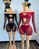 Pre Order: About 7 work days shipping Hollow Out Off Shoulder Short Suit YUEM-2025502