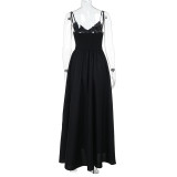 Deep V Neck Backless Maxi Dress FL-YJ24667PFO