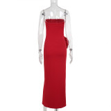 Big Floral Tube Tops Fashion Split Maxi Dress FL-XY24608PFO