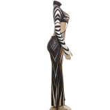 Sexy Print Long Sleeve Hollow Maxi Dress GZJQ-K24D53855