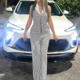 Plaid Print Sleeveless Backless Jumpsuit GNZD-51580JHD