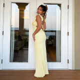 Sexy Ruffle Lace-Up Slim Maxi Dress FL-YJ24657P
