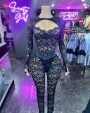 Pre Order: About 7 work days shipping Lace Hollow Out Pants Suit YUEM-2025500