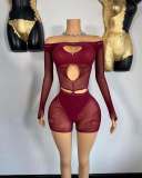 Pre Order: About 7 work days shipping Hollow Out Off Shoulder Short Suit YUEM-2025502
