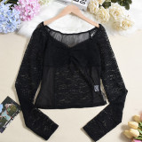 Sexy V Neck Lace Crop Tops GNZD-51552TBD