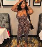 Pre Order: About 7 work days shipping Leopard Print Sling Slim Jumpsuit YUEM-2025608