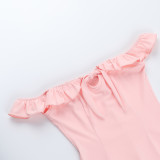 Solid Color Off Shoulder Solid Mini Dress FL-XY24659PFO