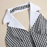 Plaid Print Sleeveless Backless Jumpsuit GNZD-51580JHD