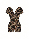 Leopard Print V Neck Romper GBGF-5065